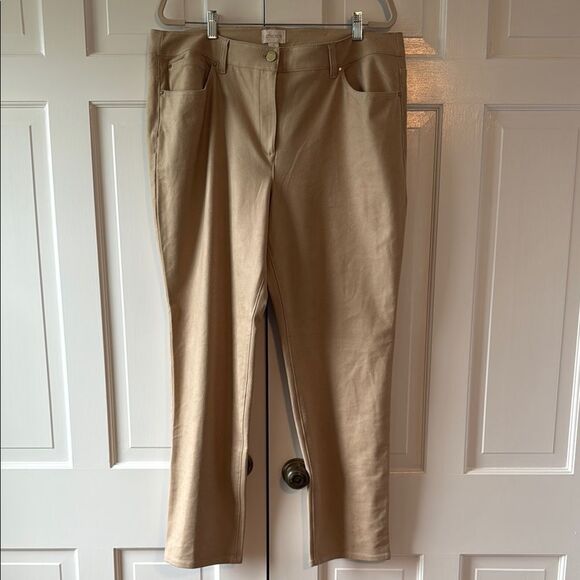 Chico's Beige Faux Suede Animal Textured Beige Tan Pants Size 3 XL Size 16 - Picture 1 of 13